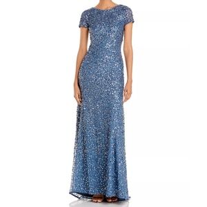 Adrianna Papell Cap Sleeve Scoop Back Gown